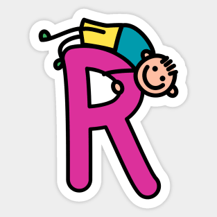 Letter R for Boys alphabet Kids Colorful Cartoon Character Sticker